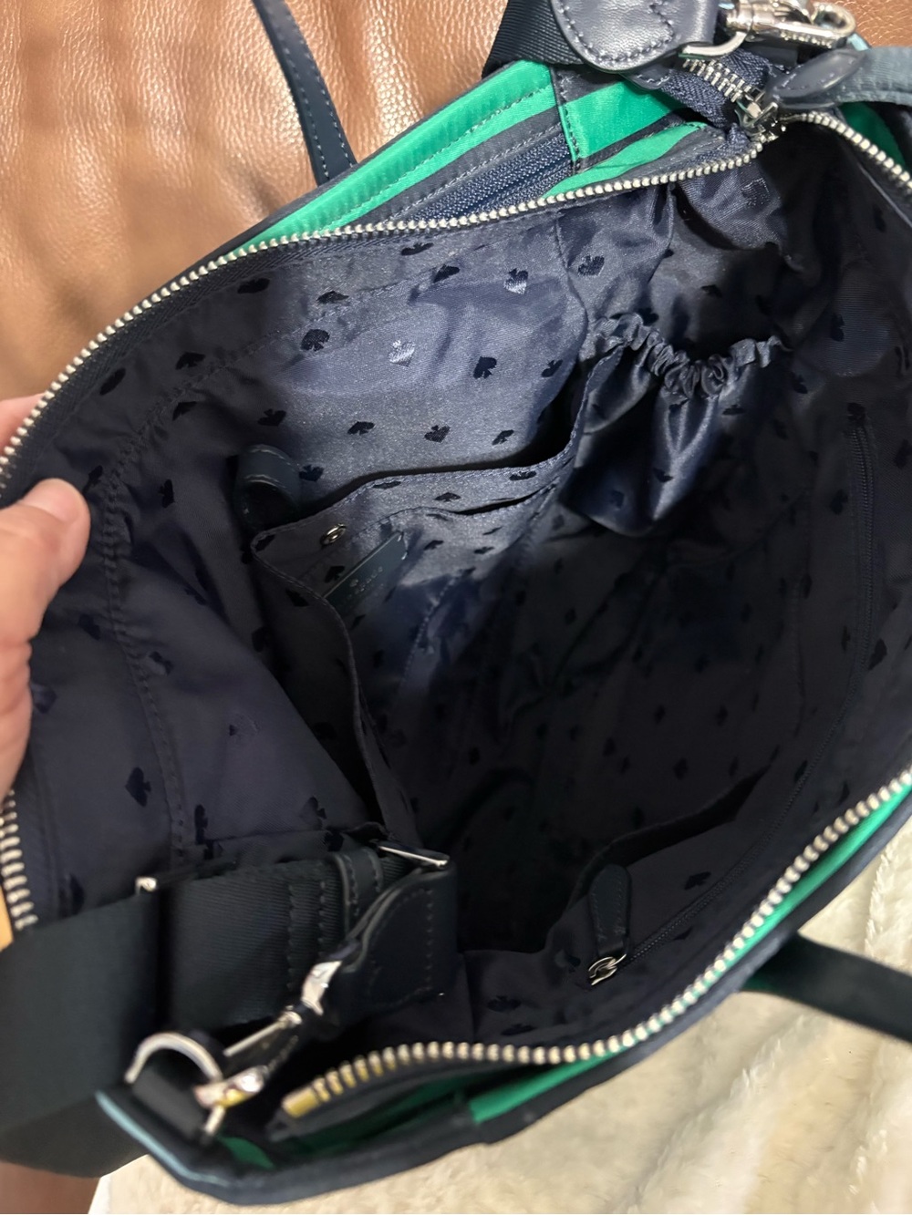 kate spade Green and Black Horizontal Stripe Tote - Picture 8 of 11